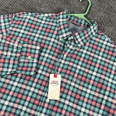 Camisa IZOD Agua Salada Para Hombres XL Extra Grande Verde A Cuadros Manga Larga Con Botones Nueva Foto 1 de 4