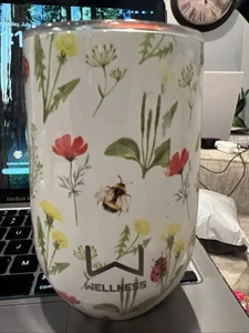 Stainless Steel Wellness Drink Cup Mug Floral Design Pink Office Travel Tumbler - Picture 1 of 7