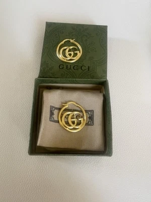 Pendientes de aro rubios con logotipo Gucci GG dorados ¡NUEVOS! Foto 1 de 4