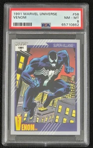 1991 MARVEL UNIVERSE VENOM #58 SERIES 2 SUPER VILLAIN TRADING CARD | PSA 8 NM-MT - Picture 1 of 4