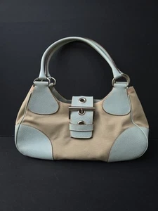 Bolso PRADA Semitracolla Cuero Bordado Lona Azul Claro/Beige - Imagen 1 de 17