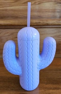 Purple Cactus Fun Drinking Cup Screw On Lid & Straw 20oz - Picture 1 of 13