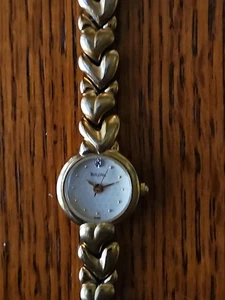 Bulova Women's 97S59 Gold-Tone Heart Bracelet Watch $199 - Picture 1 of 4