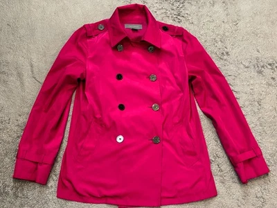 Ann Taylor Trench Coat Womens Medium Pink Double Breasted Casual Polyester - Image 1 of 4