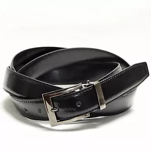 Nuevo cinturón de cuero sintético Brand Q para hombre correa ajustable negro liso hasta 58" cintura - Imagen 1 de 1