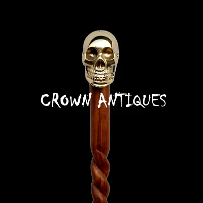 Деревянная трость для ходьбы из латуни с черепом готическая ручка трость для мужчин женщин подарок - Изображение 1 из 4