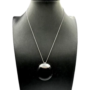 CATENINA VINTAGE '70 IN ARGENTO 925 CIONDOLO GRANDE ONICE COLLANA MADE IN ITALY - Foto 1 di 13