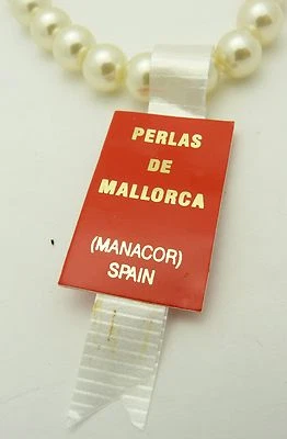 Perlas De Mallorca 1019 8mm 16" Mallorca Pearl Necklace Tag  Spain VINTAGE New - Image 1 of 4