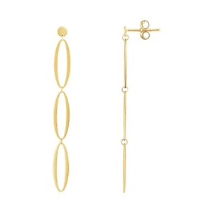 14K Yellow Gold Triple Oval Fancy Drop Earrings - Picture 1 of 1
