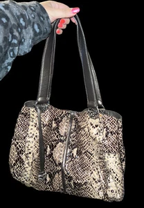 Brighton Andie Soft Hobo Bag Snake Skin Patent Leather Metallic Purse Rare Euc - Picture 1 of 6