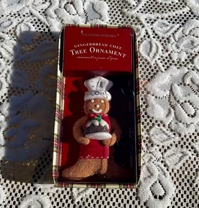 William Sonoma Pan di Zenzero Chef Ornamento Albero di Natale Pan di Zenzero Uomo Nuovo - Foto 1 di 4