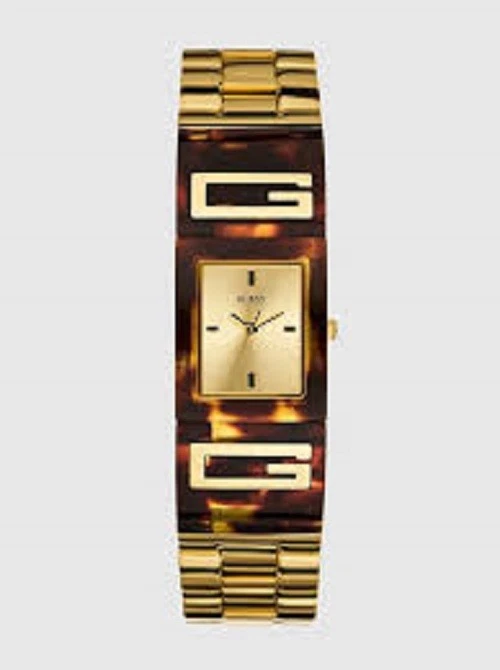 Auténtico Reloj GUESS Tono Dorado Acero Inoxidable y Resina Tortuga Brazalete Reloj Foto 1 de 1