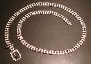 Hermoso CINTURÓN DE CRISTAL VINTAGE DOBLE FILA 4 mm cintura 27"" a 31 - Imagen 1 de 3