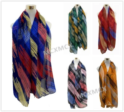 LAVIE Damen Lang Symmetrisch Mix Farbe Linie Muster Druck Schal Schal Warp