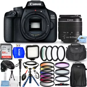 Canon EOS 4000D / Rebel T100 mit 18-55mm + 64GB + Filter Kit + Rucksack Bundle - Bild 1 von 5