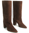 Stuart Weitzman Boots Willa Heels 10.5 Cm Leather Suede Brown Hazel 38.5 New