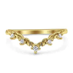 V-förmiger Kontur Chevron Ring gelbfarben CZ 925 Sterlingsilber 8,6 mm - Bild 1 von 6