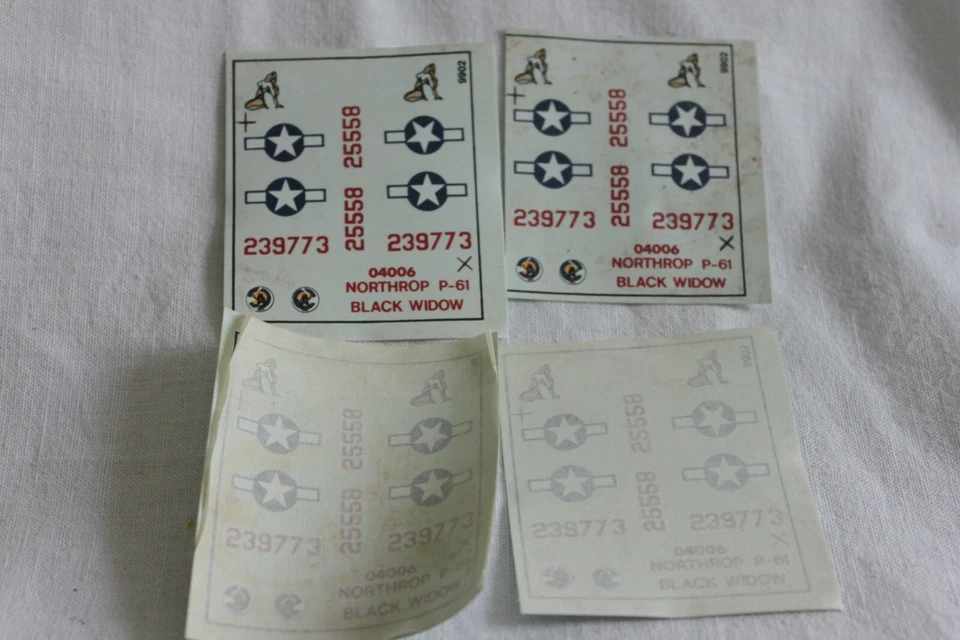 Model maquette: decals, décalcomanies: avion, P-61 Black Widow, Airfix, 1/72 X4 - Photo 1/2