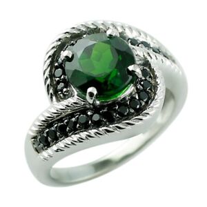 Chrome Diopside Spinel Cocktail Ring 14k White Gold Jewelry Christmas Gift