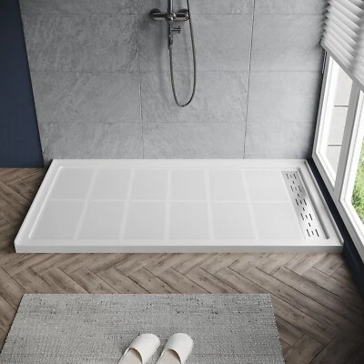 ELEGANT 48'' L x 32' W x 4'H 淋浴底座非 Sli 淋浴盘右排水白色  — 第 1/4 张图片