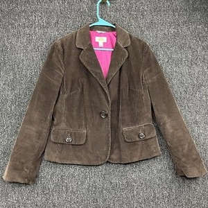Talbots Womens Jacket 12 Brown Corduroy Wide Wale Short Waisted Lined Pockets - Picture 1 of 9