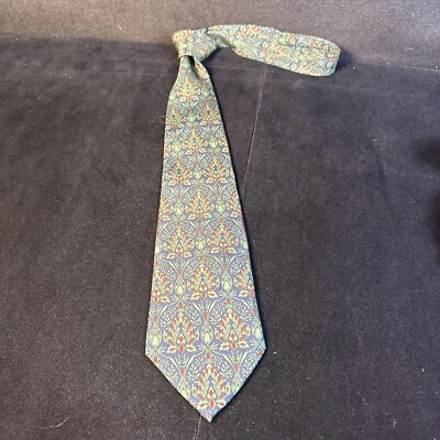 Smithsonian Institution 绿色红色花卉男式领带 100% 真丝 59L x 3.5 领带 — 第 1/4 张图片