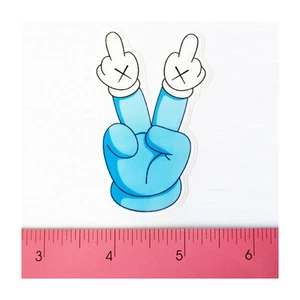 Skateboard Auto Fenster Stoßstange PVC Aufkleber Sticker - White Glove Victory Blue Finger - Bild 1 von 1
