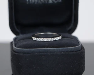 $2,850 Tiffany & Co Platinum Diamond 2mm Half Circle Novo Wedding Band Ring Sz 7 - Picture 1 of 6