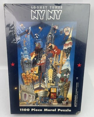 Rompecabezas mural de pared de 24x36" nuevo 1996 vintage Looney Tunes NY Nueva York 1100 piezas Foto 1 de 3