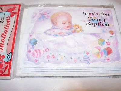 NUEVO PACK 8 INVITACIONES BAUTIZO ROSA AZUL NIÑA NIÑO NOTAS TARJETAS Y SOBRES DUCHA Foto 1 de 3