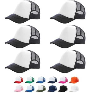 Paquete de 6 gorras de camionero lisas sombrero con malla de espuma frontal ajustable unisex a granel - Imagen 1 de 38