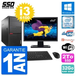 PC tour LENOVO M800 Pantalla 22" Intel i3-6100 RAM 32Go SSD 2To Windows 10 Wifi - Imagen 1 de 8