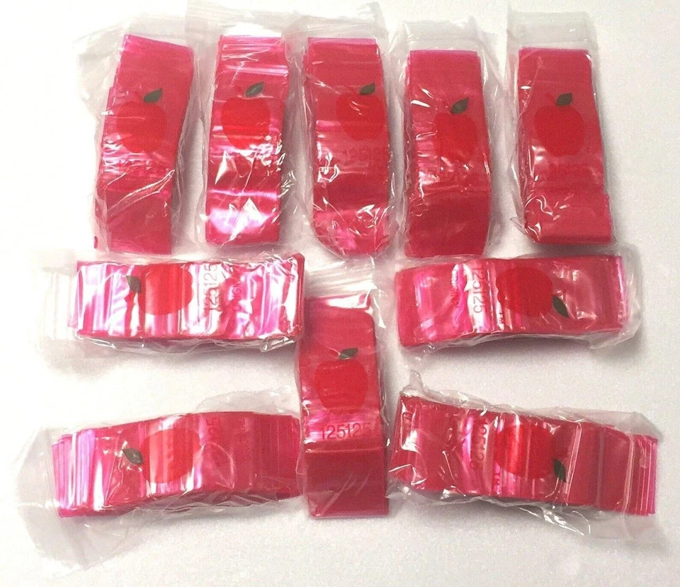 Apple Mini Zip Resealable Bags 1-1/4" x 1-1/4"  Red Baggies 125125 1000ct. NEW - Image 1 of 1