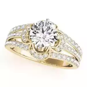 2Ct Round Cut Lab Created Diamond Engagement Ring in 14K Yellow Gold Plated - Picture 1 of 7