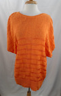 Chico's Women's 3 Short Sleeve Pullover Sweater Top Soft Boucle Knit Orange Fall