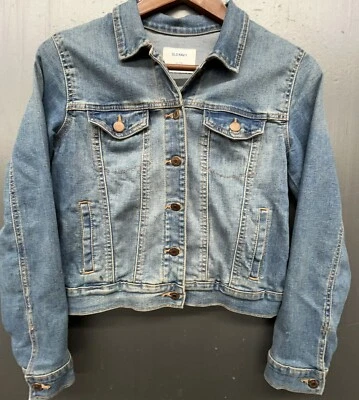 Chaqueta Antigua Azul Marino Niñas XL 14 Azul Denim Desteñido Med Lavado Recortado Juego Escolar Foto 1 de 4