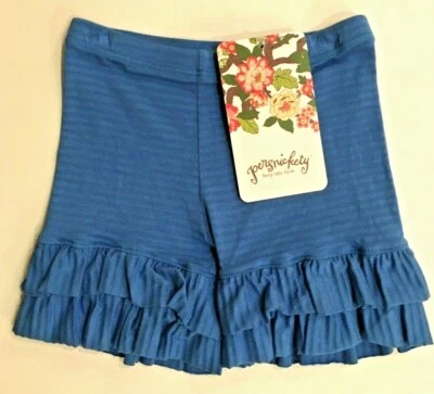 Shorts de babado listrado azul Marley Persnickety novo com etiquetas para meninas tamanhos: 12-18 meses e 3 anos - Imagem 1 de 3