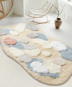 Cozy Multi- Dimensional Tufting Area Rug For Bedroom Living Room in Blue Beige - Picture 1 of 7
