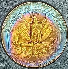 1989-D Washington Quarter - Beautiful Blue, Gold, Pink Toning! 20 Years In...
