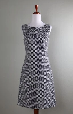 Vestido recto BROOKS BROTHERS $189 negro blanco estampado floral sin mangas talla 2 Foto 1 de 4