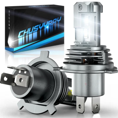 CHUSYYRAY H4 LED Bulbs HID White 360° Hi/Low Beam Motorcycle Headlight 6K Power - Image 1 of 4