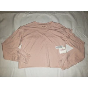 Crop top Arizona Jean Co Jrs taglia media rosa manica lunga manica arricciata nuovo con etichette - Foto 1 di 4