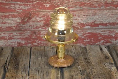 Lámpara de mesa aislante de vidrio industrial de latón macizo - ¡Hecha a mano!! Foto 1 de 4