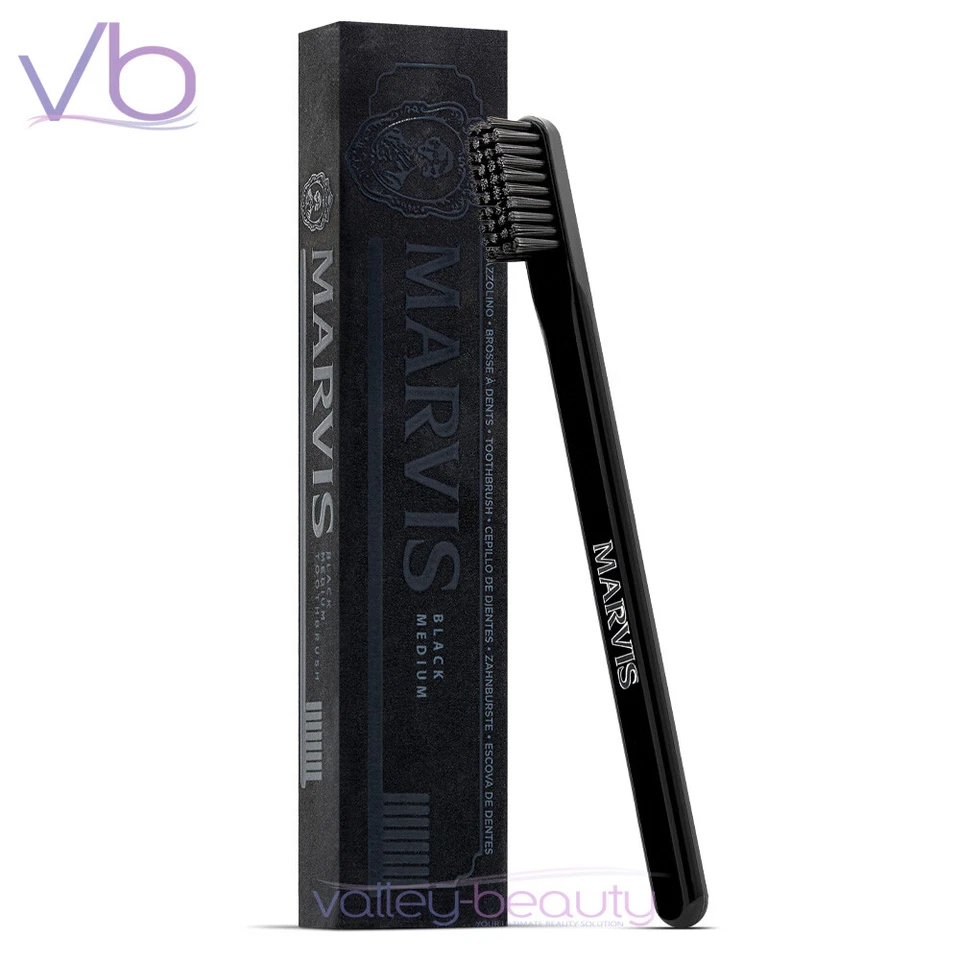 MARVIS Elegant Signature Black Italian Toothbrush with Medium Strength Bristles