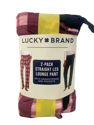 Lucky Brand Straight Leg Lounge Pants 2Pk Size Medium 8-10 Drawstring & Pockets - Image 1 of 4
