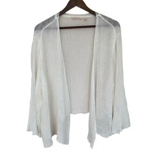 Weiche Umrandung Gaze 100 % Leinen Crinkle Wickel offene Strickjacke 3X - Bild 1 von 5