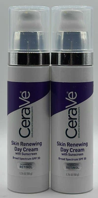 2PK Cerave Skin Renewing Day Cream W SPF 30 ~ 1.76 OZ EACH ~ EXP 4/27 - Image 1 of 2