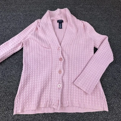 Jones New York Signature Suéter Mujer XL Rosa Cable Tejido Botón Cárdigan Suave Foto 1 de 4