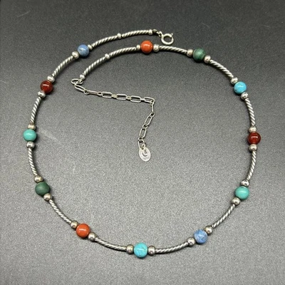 Collar Vintage Plata de Ley 925 Carolyn Pollack Relios Turquesa + Piedras Preciosas Foto 1 de 4