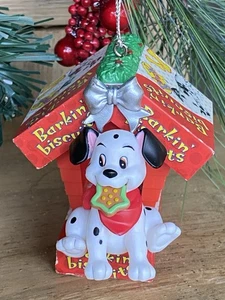 101 DALMATIONS Disney Christmas ORNAMENT Barking Biscuits Doghouse 1996 ~ ENESCO - Picture 1 of 10